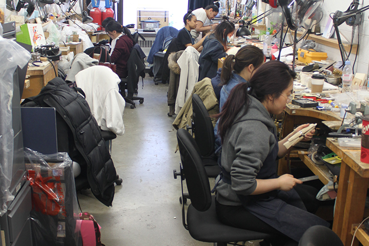 jewelry students working at their benches